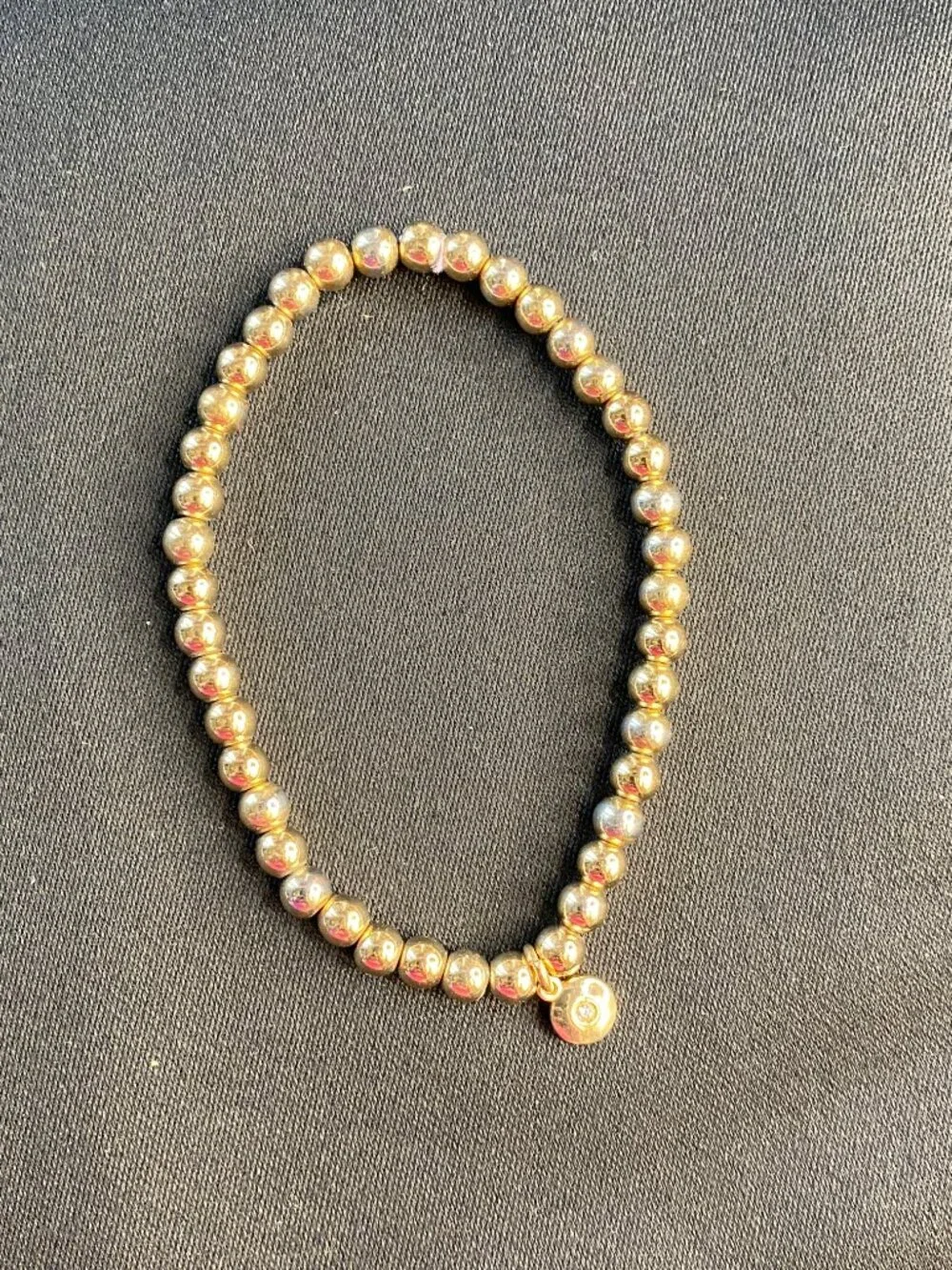 J. Crew Gold-Tone Beaded Stretch Charm Bracelet with Cubic Zirconia